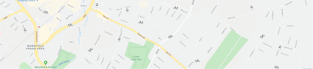 Map of Mansfield on the ACE-ABC Taxi app